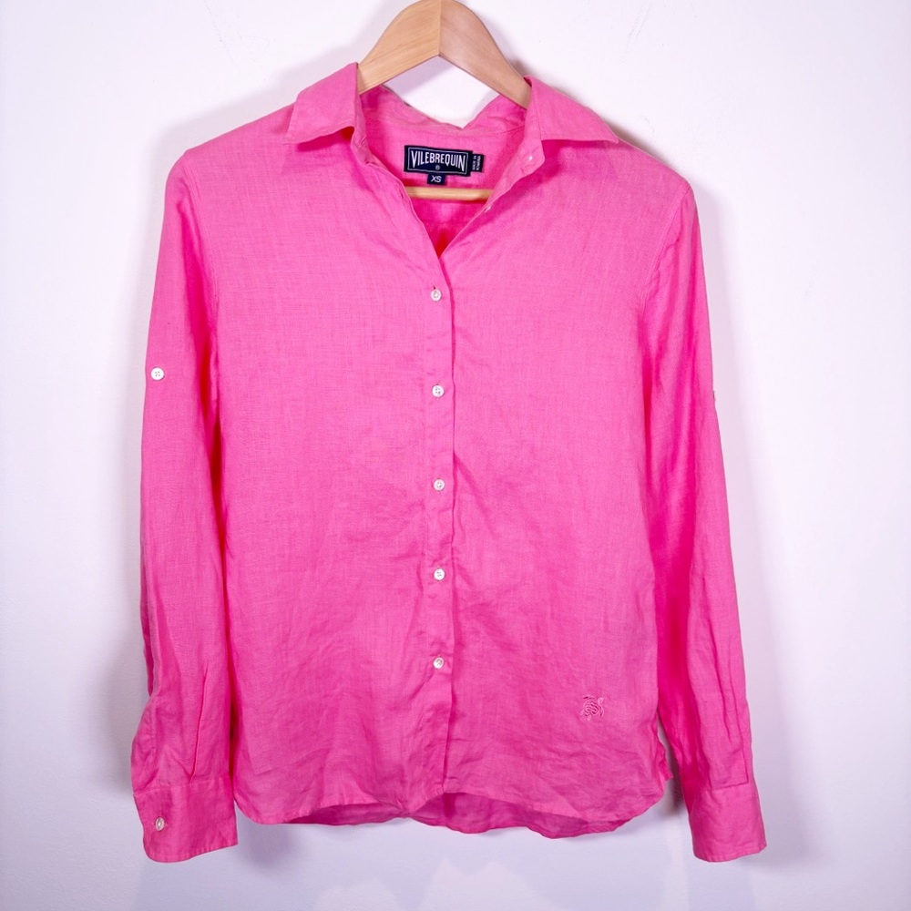 Vilebrequin Pink Linen Button Down Shirt